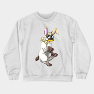 Bobtail BunnyCat: Chocolate Lynx Point (Yellow) Crewneck Sweatshirt